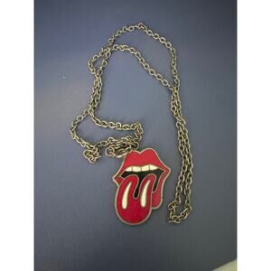 VINTAGE 70's ROLLING STONES TONGUE PENDANT & CHAIN - MUSIDOR LICENSED